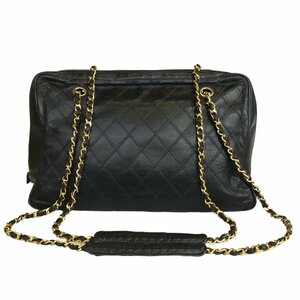 【1円～】シャネル CHANEL バッグ チェーンショルダーバッグ マトラッセ ココマーク ラムスキン レザー ゴールド金具 ブラック ９番台中古