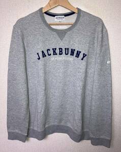 Jack Bunny by Pearly Gates ジャックバニー パーリーゲイツ 丸首 クルーネック スウェット トレーナー 霜降りグレー サイズ6 262-262191