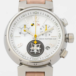 LOUIS VUITTON ルイ ヴィトン タンブール ラブリーカップ クロノグラフ シェル文字盤 クオーツ Q132C 純正革ベルト 腕時計 OH済 #27429