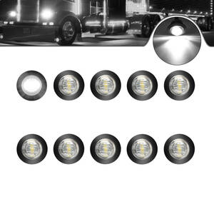 10個セット サイドマーカー LED ホワイト 白 12V 黄 トラック用 車幅灯 トレーラー 丸型マーカー ライト カーライト LEDライト t526