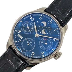 インターナショナルウォッチカンパニー IWC ポルトギーゼ パーペチュアルカレンダー IW503401 ブルー K18WG 腕時計 メンズ 中古