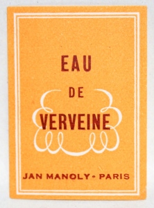 フランスアンティーク香水ラベル　EAU DE VERVEINE JAN MANOLY-PARIS １９３０年