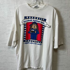 ビンテージ Tシャツ シングルステッチ　白ホワイトTシャツ　半袖　野球　ベースボール　90年代古着　クリエイトミルズ　メンズ　古着