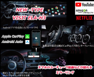 RENAUT VISIT ELA-H3 CarPlay ミラーリング 動画アプリ 地デジ HDMI入力 出力 ルノー KANGOO LUTACIA YouTube Netflix Amazon