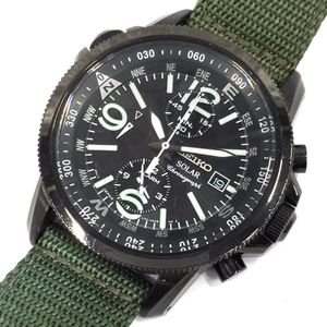セイコー ソーラー クロノグラフ 腕時計 V172-0AL0 未稼働品 メンズ 社外ベルト ファッション小物 QR052-184