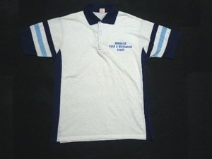 70’s　ビンテージ　Collegiate Pacific　カレッジエイトパシフィック ポロシャツ　半袖　USA製　白×紺×水色　XL