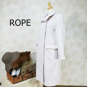 ROPE ロペ ステンカラーコート サイズ36 S パステルピンク ロングコート カシミヤ混 ポケット かわいい シンプル あったか 襟 長袖 