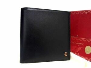 ■新品同様■ Cartier カルティエ パシャ レザー 二つ折り 財布 ウォレット 小銭入れ 札入れ メンズ ブラック系 AW1943