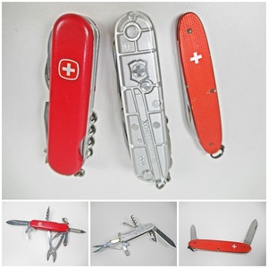 ☆[C46]VICTORINOX(ビクトリノックス)　3点セット　スパルタン シルバーテック＆ウェンガー　キャンパーⅠ＆Knife　現状品