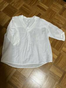 LEPSIM レプシム ガーゼっぽい素材の５分袖シャツ　白　フリーサイズ