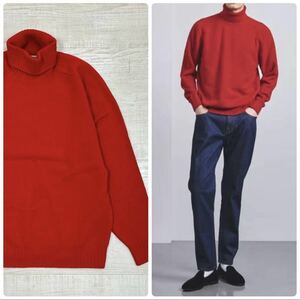 23aw 2023 UNITED ARROWS ユナイテッド アローズ ウール カシミヤ ミドルゲージ タートルネック ニット レッド 系 サイズ XL 定価19.910円