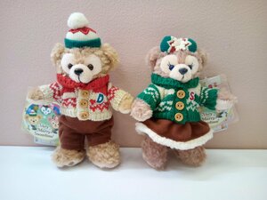 ディズニー 《未使用品》TDS ダッフィー シェリーメイ ぬいぐるみバッジ 2点 クリスマス2015 タグ付き 1K68 【60】