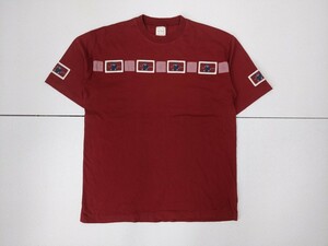16．カールヘルム KARL HELMUT 両面ロゴデザイン 半袖Tシャツ メンズL 赤アイボリーx207