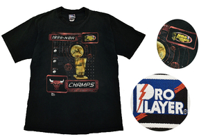 Y-6036★送料無料★PRO LAYER NBAファイナル NBA Finals 1998年 CHICAGO BULLS シカゴブルズ 優勝記念★90s ヴィンテージ 半袖 T-シャツ Ｌ