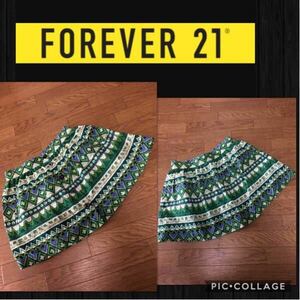 ◆FOREVER21 フォーエバー21 スカート フレア エスニック アフリカン 総柄 レディースS 美品