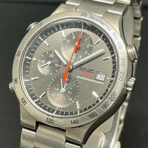 24D036　セイコー　SEIKO　クロノグラフ　7T52-6A30　クオーツ　デイト　ステンレス　SS　黒文字盤　メンズ腕時計　ジャンク品　1円～