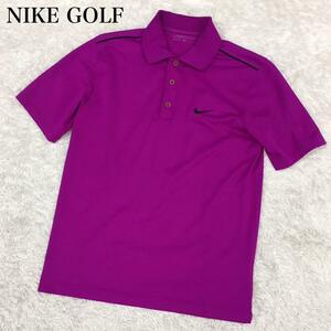 NIKE GOLF DRI-FIT ナイキ ゴルフ ドライフィット ゴルフウェア スポーツウェア 速乾半袖ポロシャツ 刺繍スウォッシュロゴ メンズ M 紫