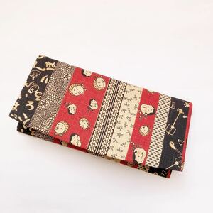長財布 財布 札入 時代小紋シリーズ おかめひょっとこ柄 日本製 赤系 和柄 B