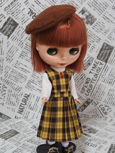 Doll Dressing*ハンドメイド ネオブライス サイズお洋服セット人形/アウトフィット/ドレス/チェック柄ワンピース/靴下/帽子/ドール服ニット