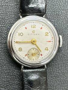 稼働品　CITIZEN スモセコ 手巻 腕時計 アンティーク ヴィンテージ　リューズ正常　ベルト社外品　美品