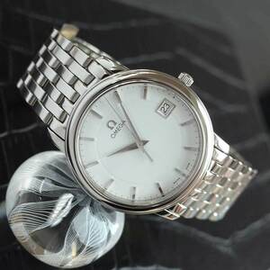 オメガ デビル プレステージ 白文字盤 SS 4510.31 ドルフィン針 サファイアガラス ブレスレット メンズ クォーツ 腕時計 OMEGA 1年保証