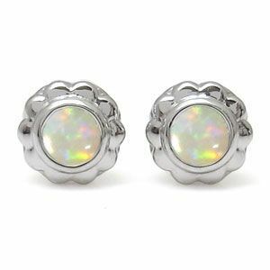 オパール ピアス 18金 一粒 オパールピアス