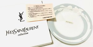 新品 未使用 yamaka ヤマカ YVES SAINT LAURENT イヴサンローラン プレート 小皿 丸皿 取り皿 シンプル 直径16cm ホワイト 白 ライトグレー