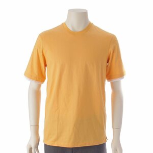 【エルメス】Hermes　23SS メンズ Piqures Sellier ステッチライン 半袖 Tシャツ オレンジ XXS 【中古】【正規品保証】192426