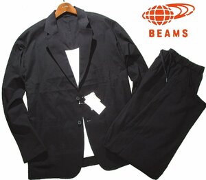 新品 春夏 M ▼ ビームス BEAMS HEART ▼ ライトスーツ サマースーツ ルーズフィット テーラードジャケット パンツ セットアップ メンズ 黒