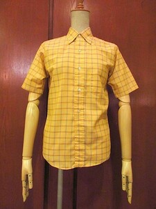 ビンテージ70’s★TOWNCRAFTキッズチェック半袖ボタンダウンシャツ黄size 14★200613s9-k-sssh子供服タウンクラフトUSAイエロー古着