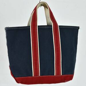 良好！ ギザタグ！ 80s L.L.Bean デラックス BOAT AND TOTE キャンバス トートバッグ ビンテージ ネイビー レッド ミディアム