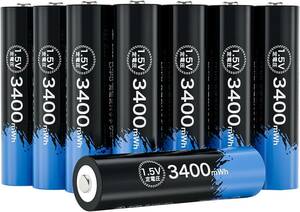 MXBatt リチウム充電池 1.5V充電池 単3形 充電式 AA リチウム電池 3400mWh 保護回路付き 1500回繰り返し