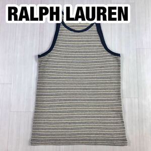 RALPH LAUREN ラルフローレン タンクトップ M ボーダー柄 ネイビー×ベージュ