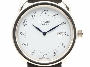 【 エルメス HERMES 】 腕時計 AR5.710 アルソー SS/革 デイト クォーツ メンズ 新着 2244-0