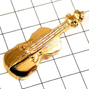 ピンバッジ・金色のバイオリン楽器ゴールド音楽◆フランス限定ピンズ◆レアなヴィンテージものピンバッチ