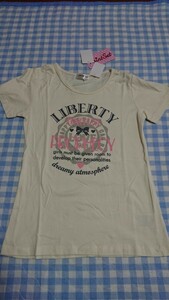 ♪176☆未使用・保管品☆本体は綿100　半袖Tシャツ　アイボリー150