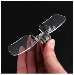 送料無料　メガネ　スタイル　拡大鏡　クリップ付き　2倍　2×　ハンズフリー