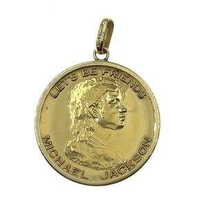 【希少】マイケル・ジャクソン 1987年 来日記念 コイン トップ 金貨 金 メダル K18 枠付き 総重量約6.1g 直径約20mm