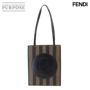 未使用 展示品 フェンディ FENDI ペカン トート バッグ PVC レザー ブラウン ブラック 258259980068 ゴールド 金具 90205070