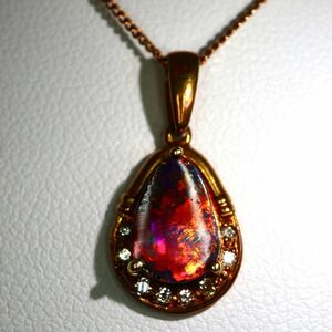 遊色効果!!《K18(750)天然ダイヤモンド/ダブレットオパールネックレス》A 約33.3g 約40cm diamond opal jewelry necklace EB0/EB