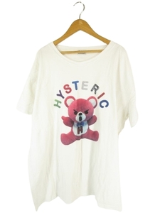 ヒステリックグラマー HYSTERIC GLAMOUR Tシャツ 丸首 半袖 プリント ビッグシルエットシャツ キャラクター 白 FREE QQQ メンズ