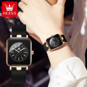 OLEVS レディース 腕時計 9961 高品質 クオーツ カジュアル ファッション シリコン バンド ウォッチ 時計 Rゴールド × ブラック