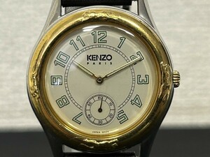 A3　KENZO　ケンゾー　KN-2502　メンズ腕時計　スモールセコンド　ゴールドカラー　ブランド腕時計　現状品