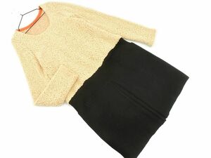 ELLE エル ウール混 マタニティ ドッキング ワンピース sizeM-L/ベージュｘ黒 ◇■ ☆ dja3 レディース