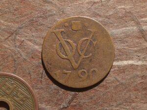 オランダ東インド会社(インドネシア) Utrecht　1Duit　銅貨　1790年　KM#111.1　(22.0mm, 2.9g) Mintmark Shield