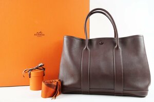 【美品】HERMES エルメス ガーデンパーティTPM ガーデンツイリー □I刻 ハンドバッグ ブラウン ツイリースカーフ【QC46】【QB55】