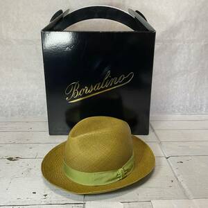 Borsalino ボルサリーノ 定番 高級パナマ帽 パナマハット イタリア製 サイズ/58 箱付き ファッション小物