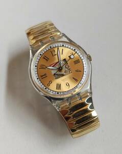 スウォッチ　Swatch　AG 1996　ゴールド　蛇腹ベルト(SMALL)　未使用　稼働未確認　腕時計