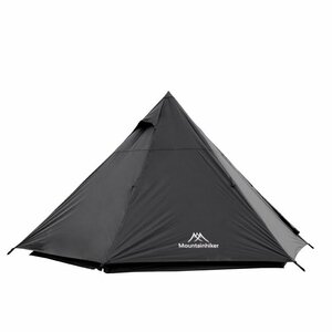 ワンポールピラミッドテント 2-4人用 ピラミッドテント 4シーズン 収納バッグ付 簡単設営 キャンプ用品 軽量 通気性 防風防雨 ブラック