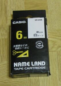 カシオ　　ネームランド　純正テープカートリッジ　XR-6WE　幅6mm×長さ8m　白テープに黒文字